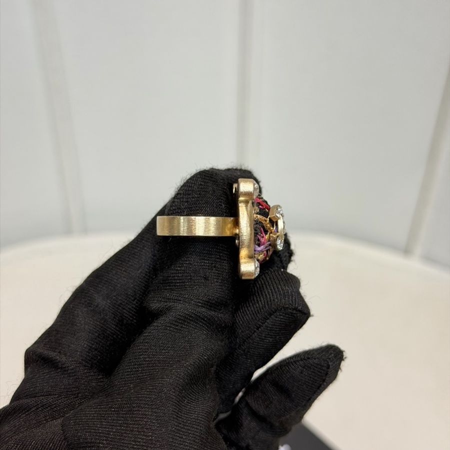 CHANEL Tweed 粗花尼水鑽戒指 IA083-3