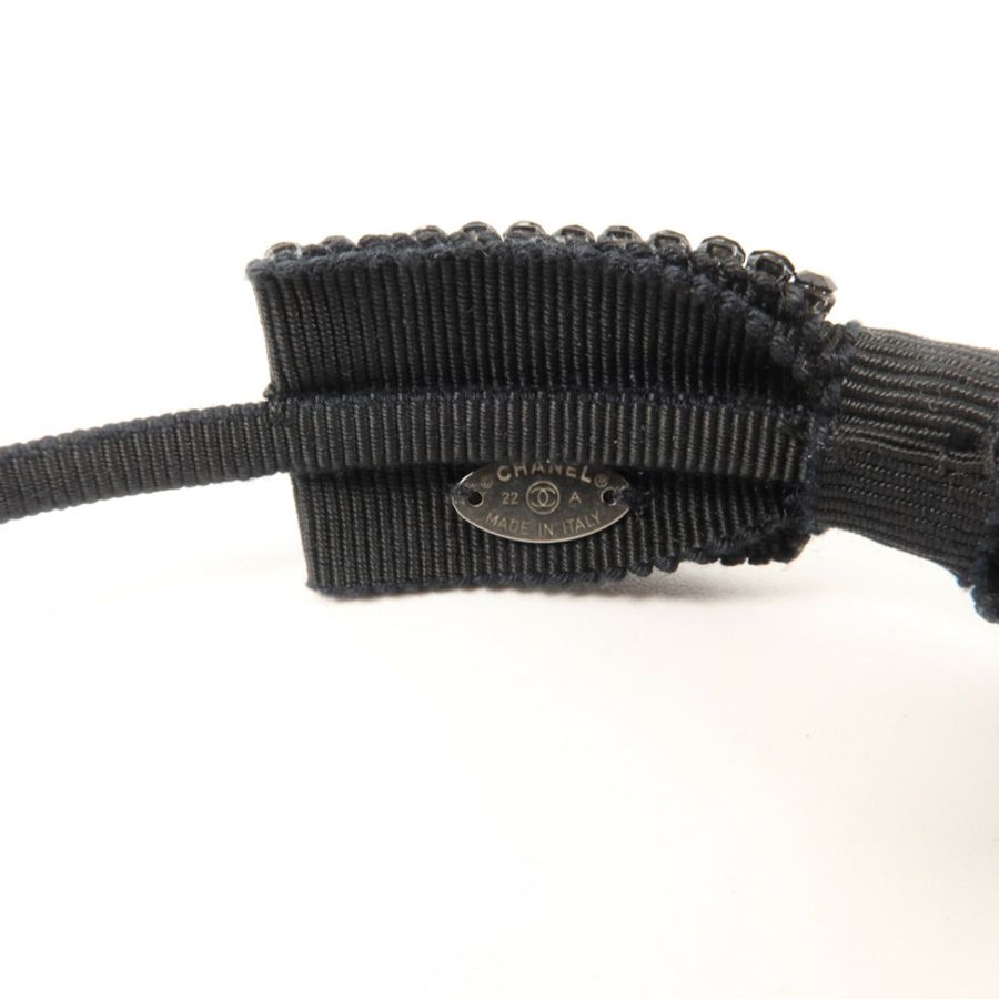 CHANEL Grosgrain/Strass CC Strass Bow Headband頭箍-6