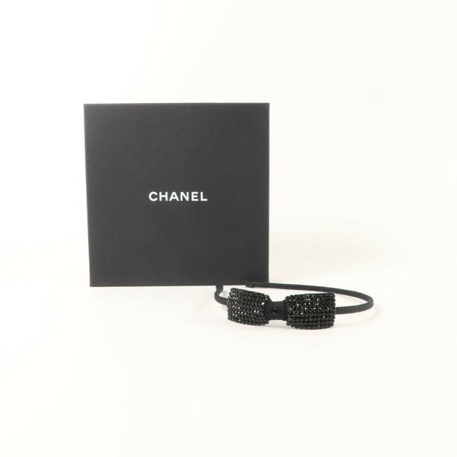 CHANEL Grosgrain/Strass CC Strass Bow Headband頭箍-7
