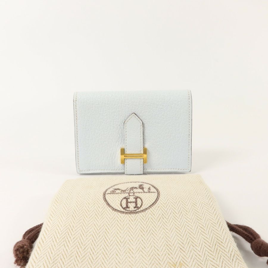 HERMES Chevre皮革Bearn Card Holder卡片套Bleu Brume-8