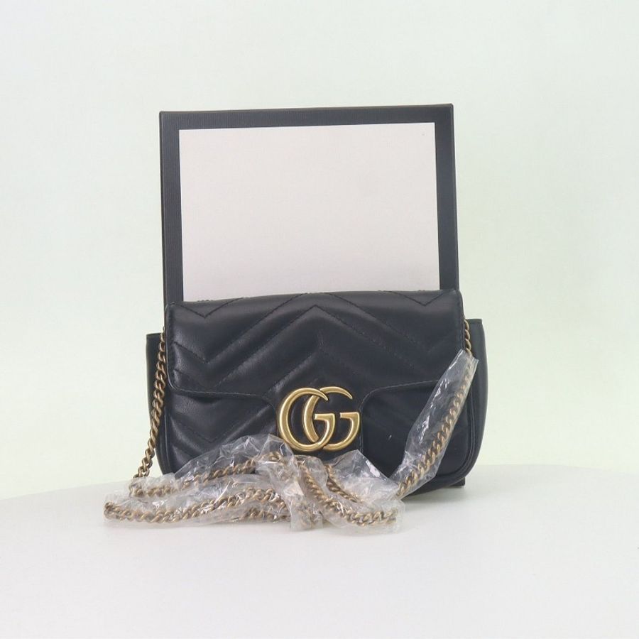 GUCCI GG Marmont 16 super mini 黑色斜背包肩背包-8