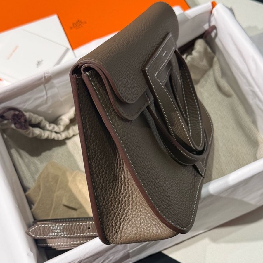 Hermes/愛馬仕 大象灰銀扣 halzan25 哈喇子B刻 附件:盒子,塵袋,毛氈,-2