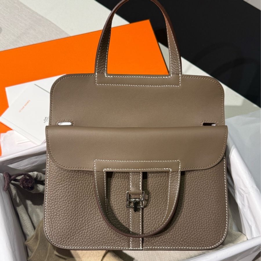 Hermes/愛馬仕 大象灰銀扣 halzan25 哈喇子B刻 附件:盒子,塵袋,毛氈,-5