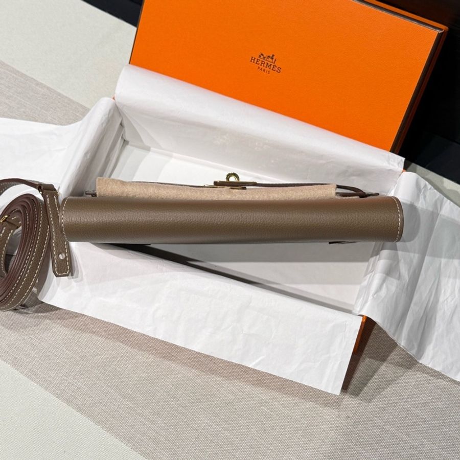 Hermes/愛馬仕 kelly togo 大象灰 金扣 W刻 EC皮-4