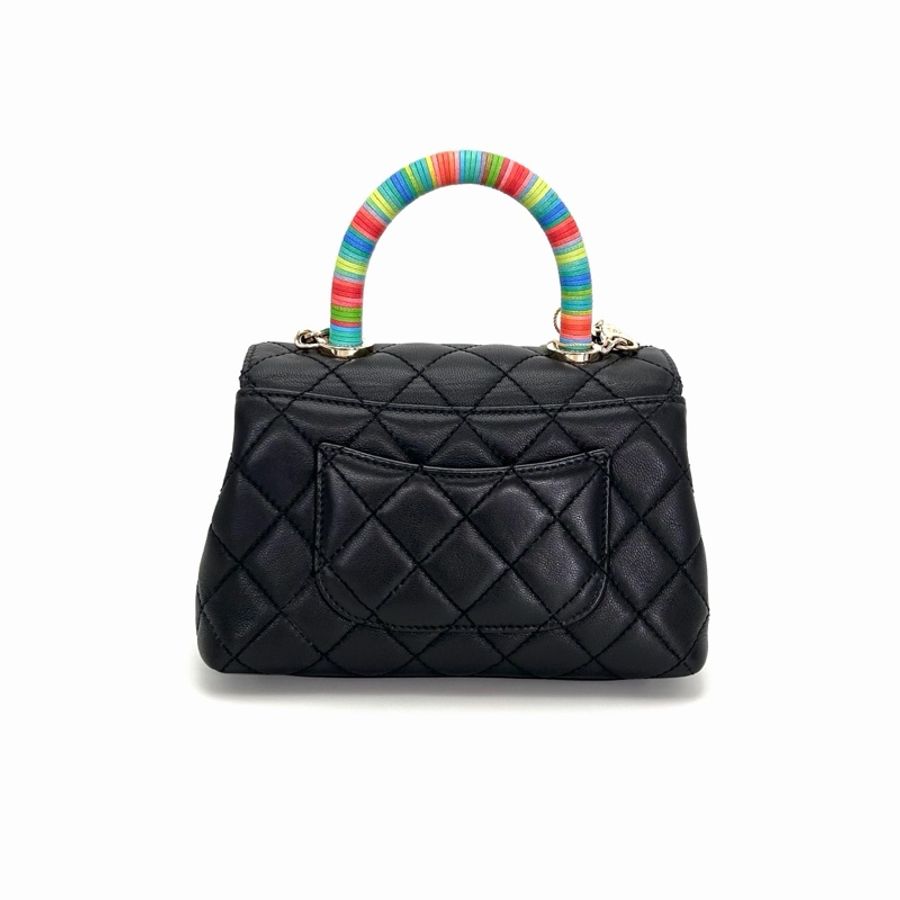 威選精品|CHANEL Coco Handle Mini 彩虹手柄 黑金手提肩背斜背包 🌈🖤-6