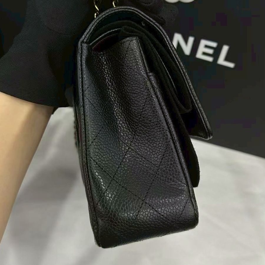 CHANEL香奈兒黑金荔枝皮Cf25中號芯片款全新全配🈶購證專櫃4️⃣0️⃣萬-13