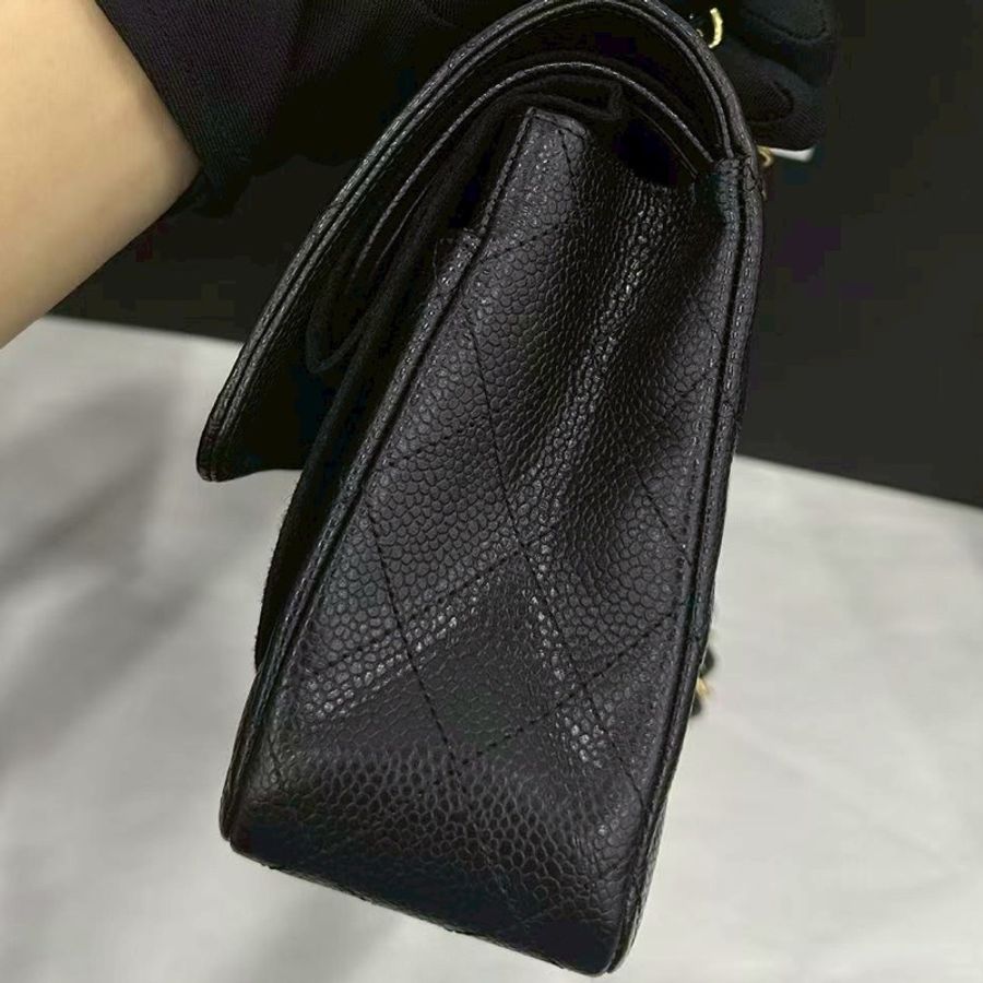 CHANEL香奈兒黑金荔枝皮Cf25中號芯片款全新全配🈶購證專櫃4️⃣0️⃣萬-14