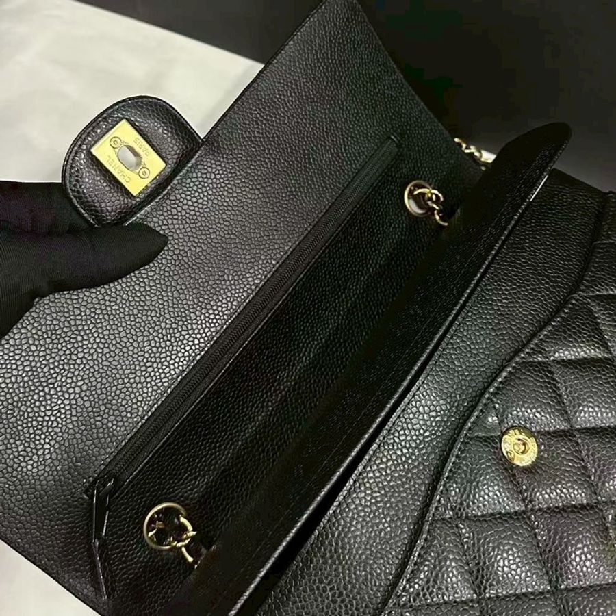 CHANEL香奈兒黑金荔枝皮Cf25中號芯片款全新全配🈶購證專櫃4️⃣0️⃣萬-17