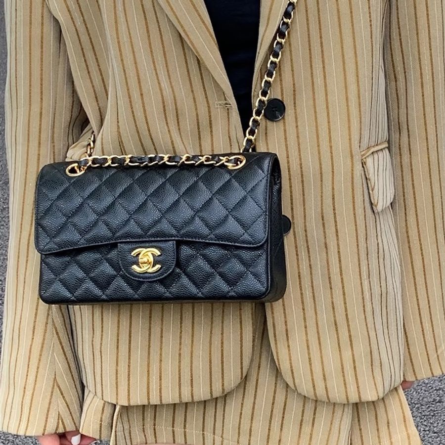 CHANEL香奈兒黑金荔枝皮Cf25中號芯片款全新全配🈶購證專櫃4️⃣0️⃣萬-9