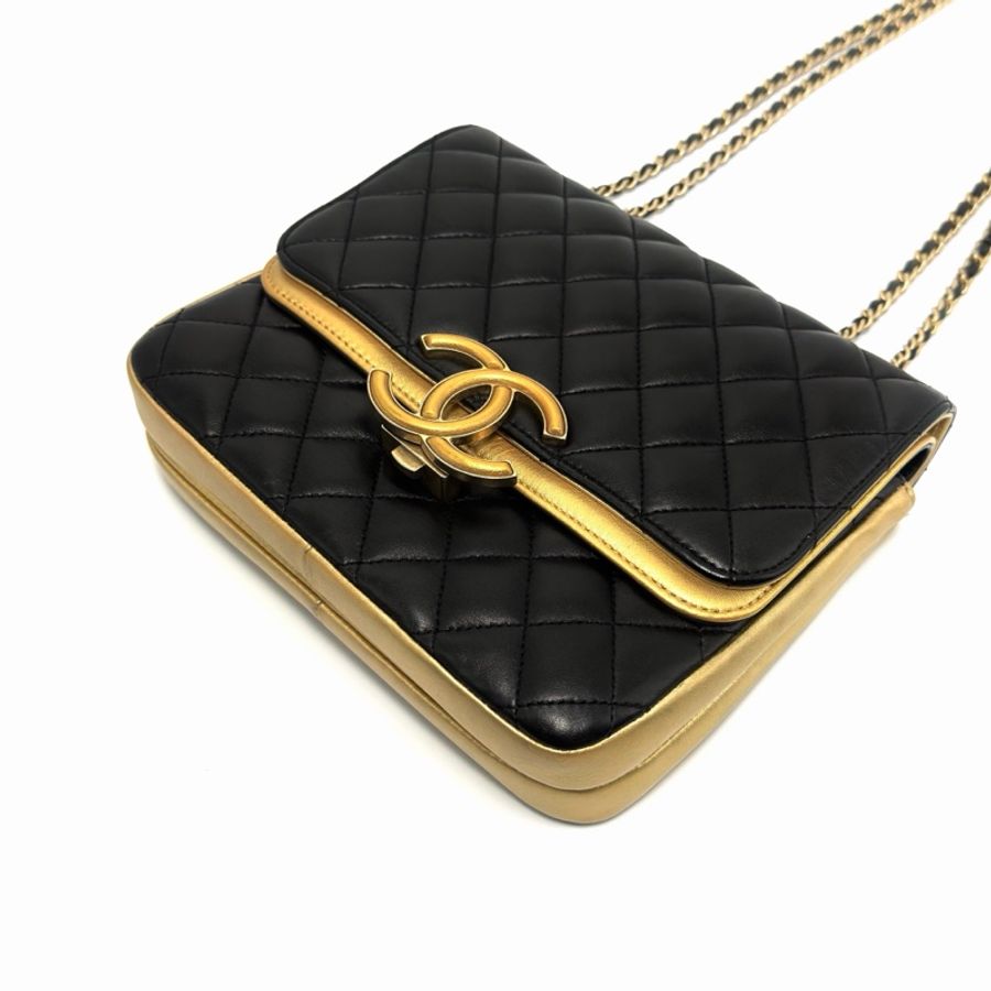威選精品|CHANEL 埃及系列 黑金羊皮肩背斜背包 🖤✨-7