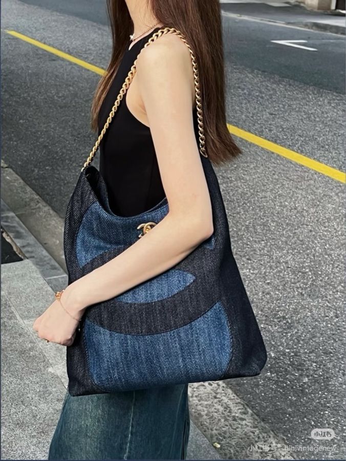 威選精品|CHANEL 牛仔丹寧 Hobo 托特肩背包 💙✨-2