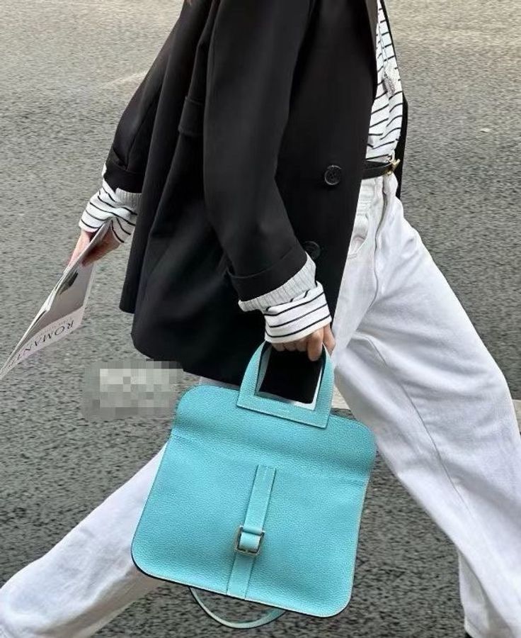 威選精品｜HERMÈS Halzan 31 牛仔藍肩背斜背包 💙✨-2