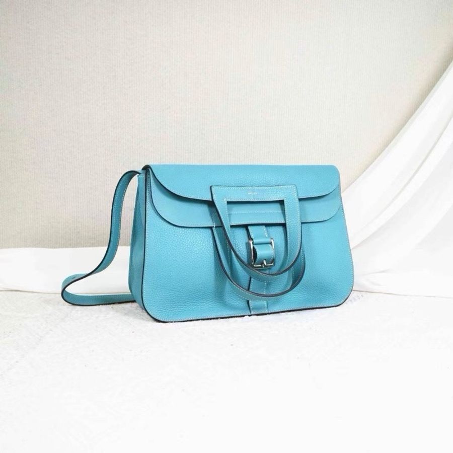 威選精品｜HERMÈS Halzan 31 牛仔藍肩背斜背包 💙✨-4