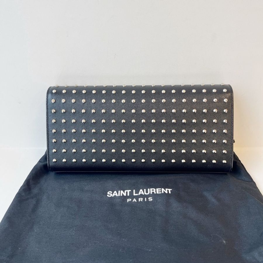 威選精品|YSL 黑色鉚釘晚宴手拿包 ✨🖤-3
