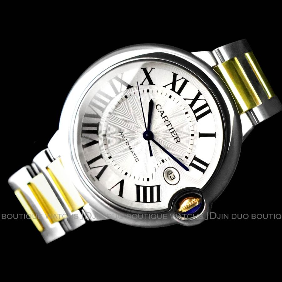金鐸精品~2539 CARTIER卡地亞Ballon Bleu 藍氣球系列42mm大型款18黃K半金自動上鍊男用腕錶-1