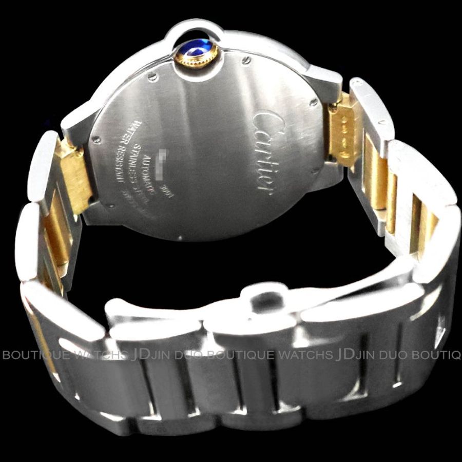 金鐸精品~2539 CARTIER卡地亞Ballon Bleu 藍氣球系列42mm大型款18黃K半金自動上鍊男用腕錶-2