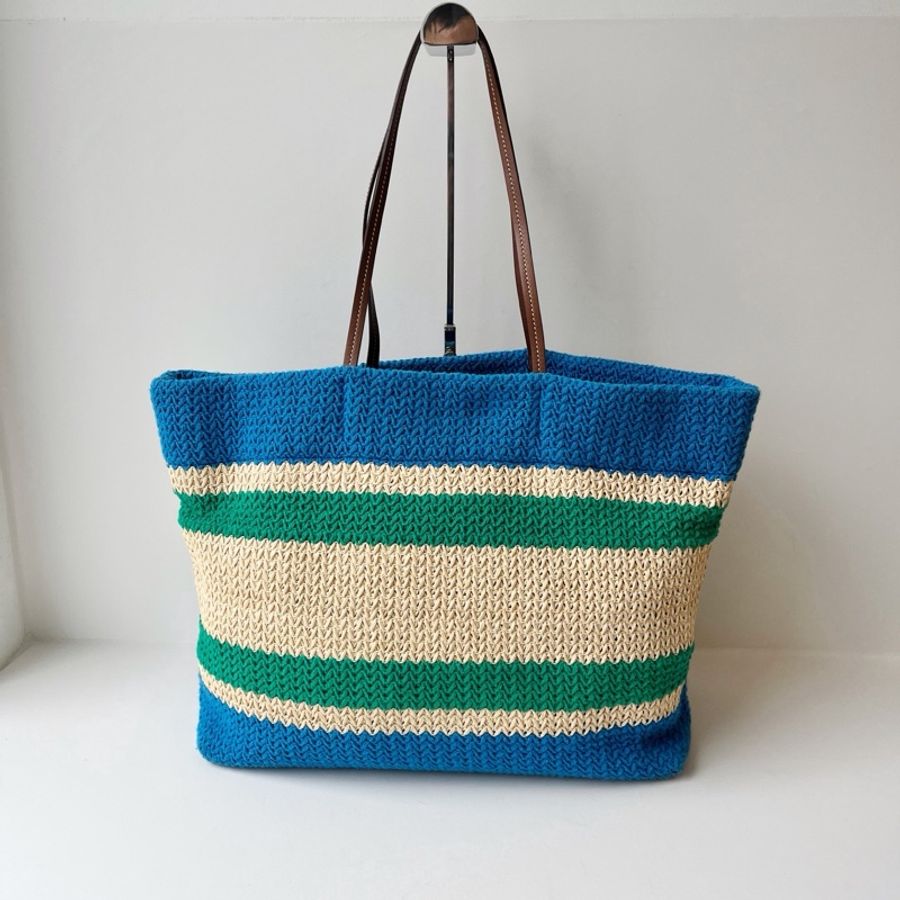 ✨ 威選精品|MIU MIU 草編拼色 Tote 托特包 💙💚-1