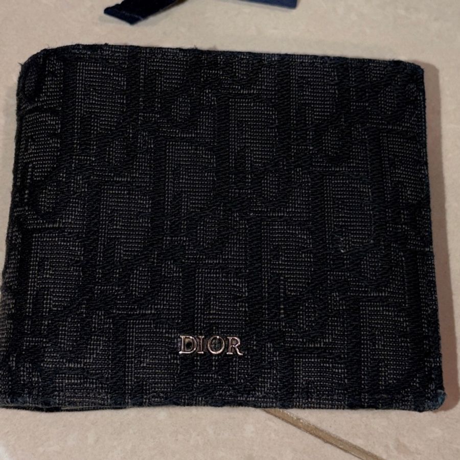 對折零錢短夾 黑色 Dior Oblique 緹花-10