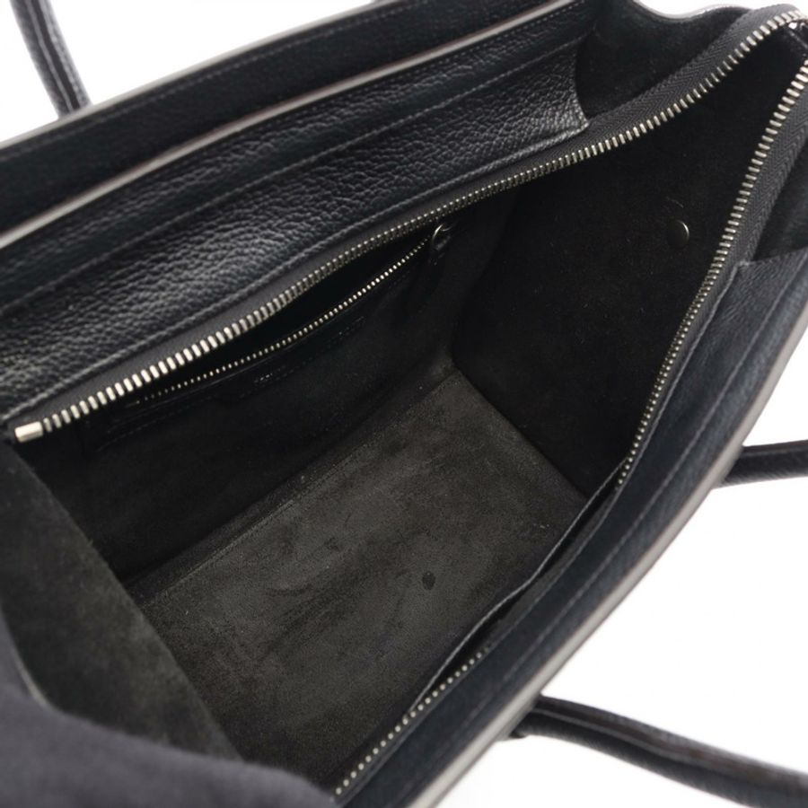 CELINE Luggage 迷你購物手提包 167793 黑色皮革 二手 女士-2