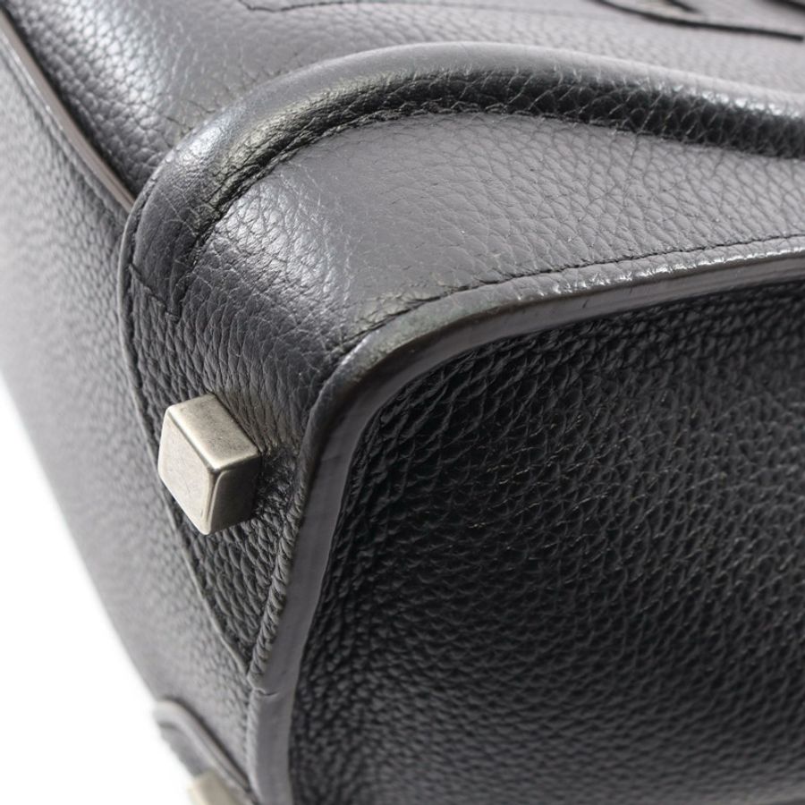 CELINE Luggage 迷你購物手提包 167793 黑色皮革 二手 女士-4