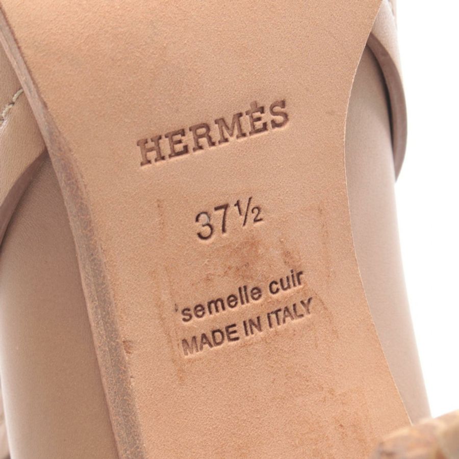 愛馬仕 (HERMES) 長跟靴 #37 1/2 米色真皮二手女款-5