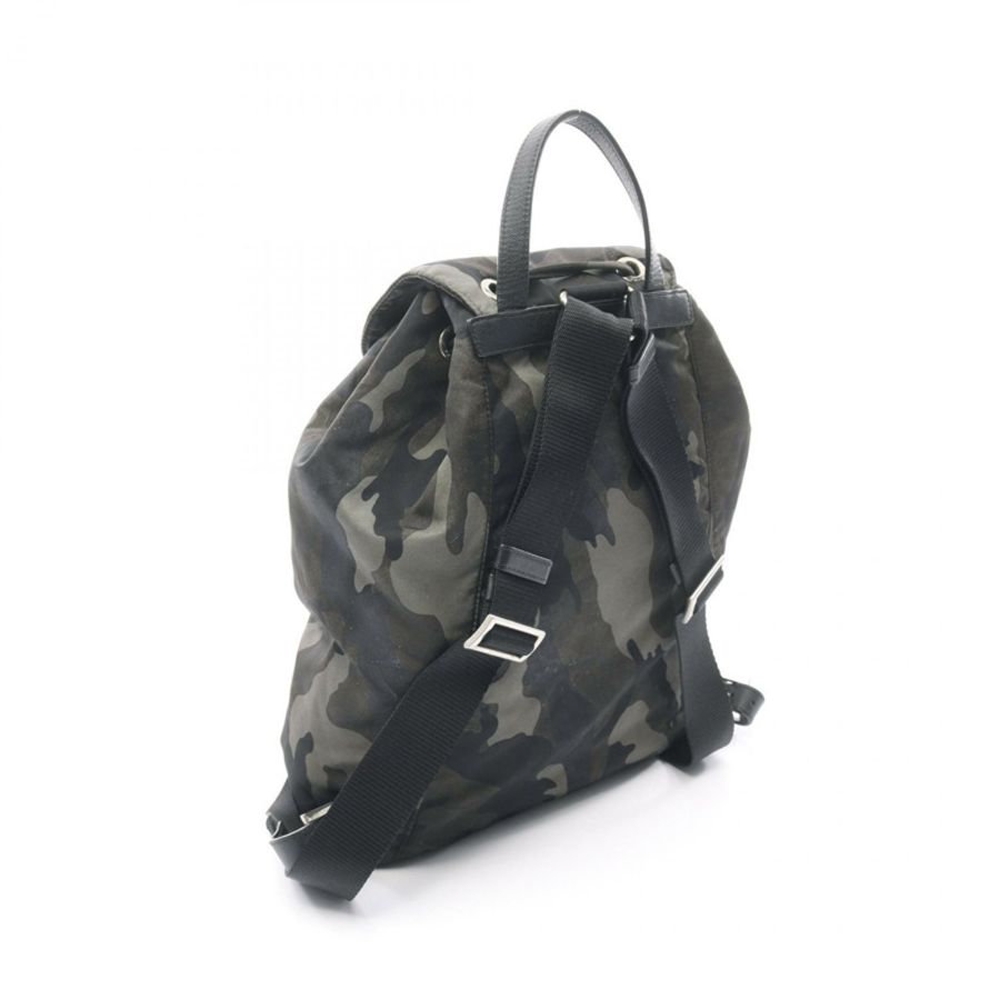 PRADA 三角形 Logo 雙肩包 尼龍 Saffiano 皮革 綠色 多色 二手 男款-1
