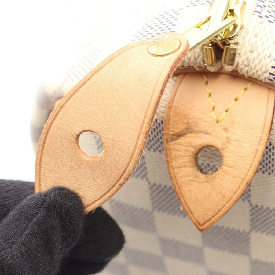 路易威登 Speedy 35 手提包 N41535 Damier Azur 帆布皮革 白色 二手 LV-5