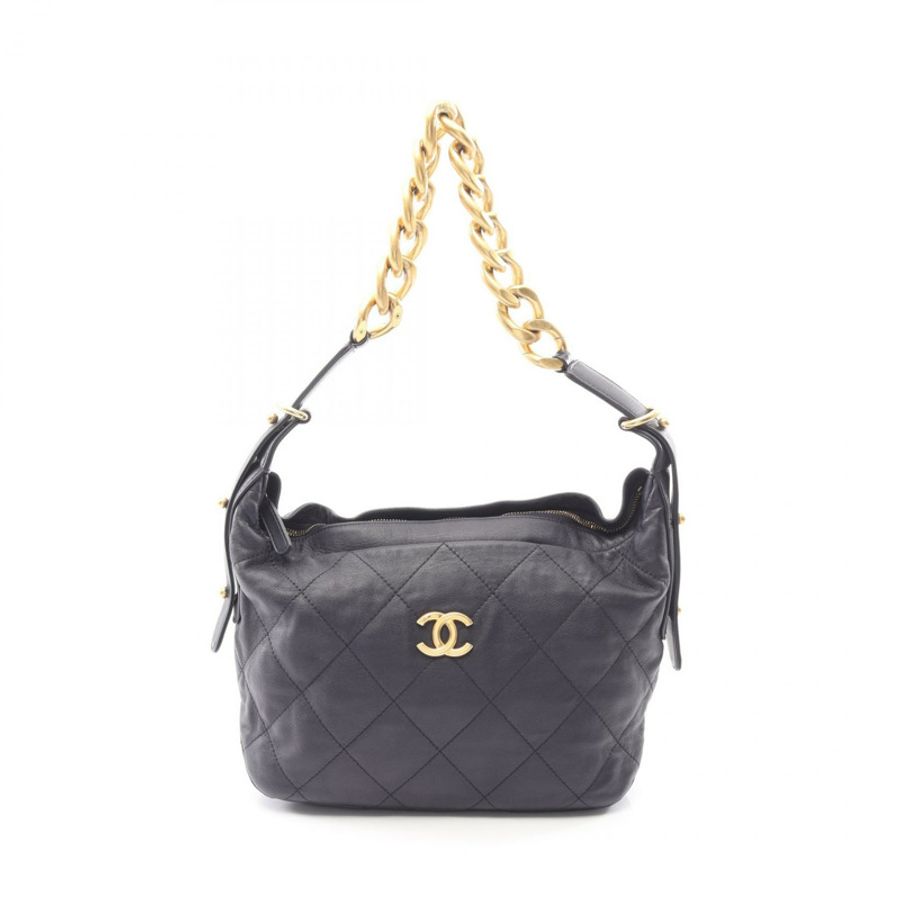 香奈兒 (CHANEL) 絎縫鏈條單背包 AS2910 羊皮海軍藍 二手 金色五金 CC-0