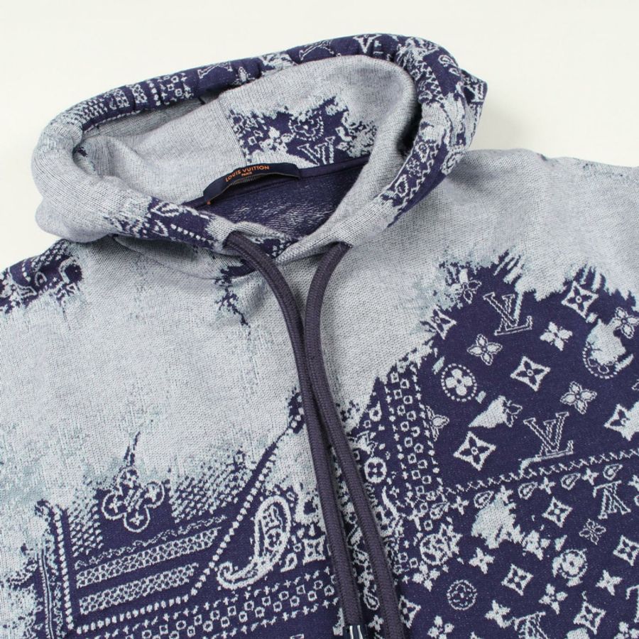 路易威登 Monogram Bandana 短袖連帽衫 #M 棉質海軍藍 二手 M 碼-7