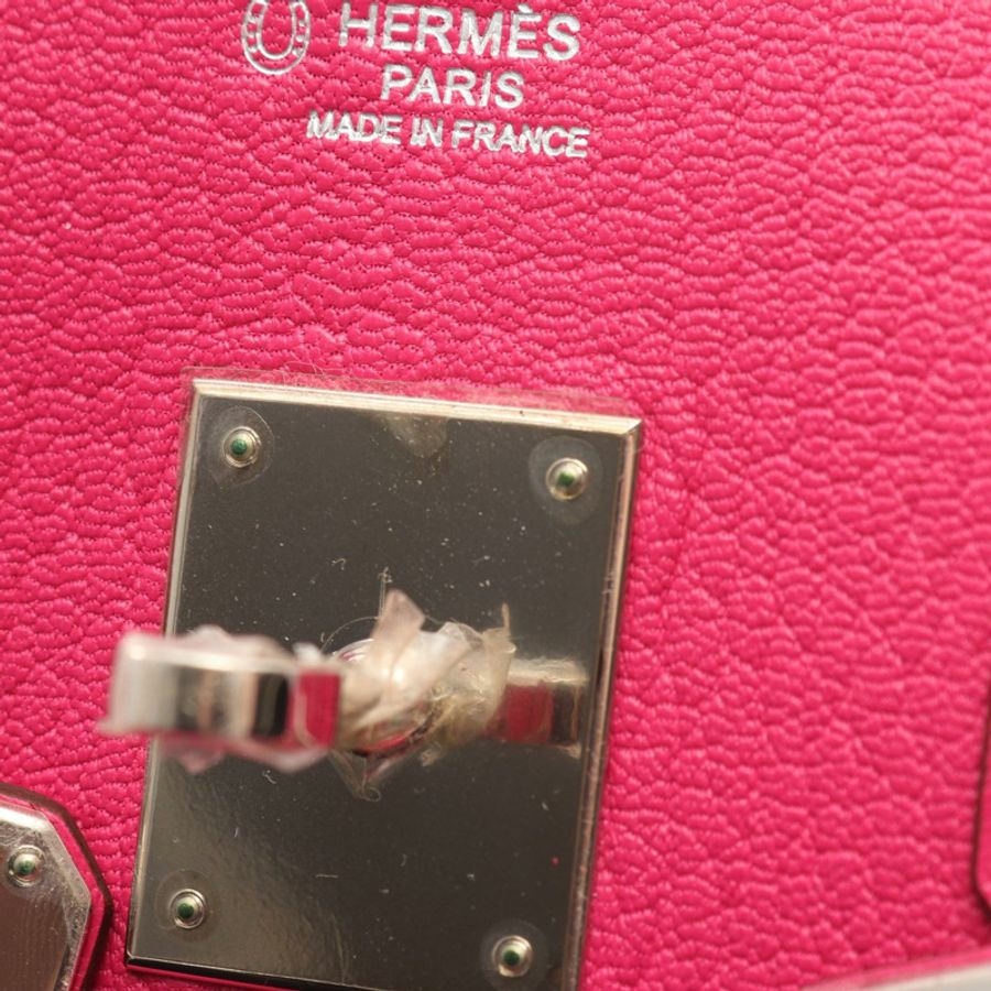 愛馬仕 Birkin 30 Verso 手提包,山羊皮,仙客來玫瑰色,閃亮金屬扣,二手,M碼-9