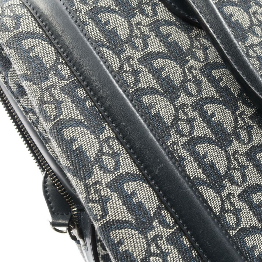 Christian Dior Trotter 醫生包 單肩手提包 帆布皮革 海軍藍 二手-7