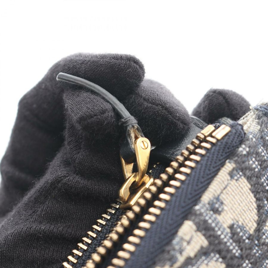 Dior SADDLE 馬鞍形斜背包帆布皮革米色海軍藍二手-9
