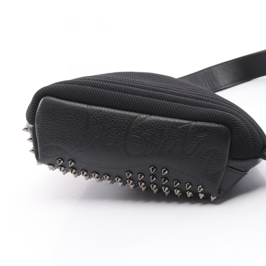 Christian Louboutin Funky 腰包 1255046B078 皮革帆布 黑色 全新 男士-4