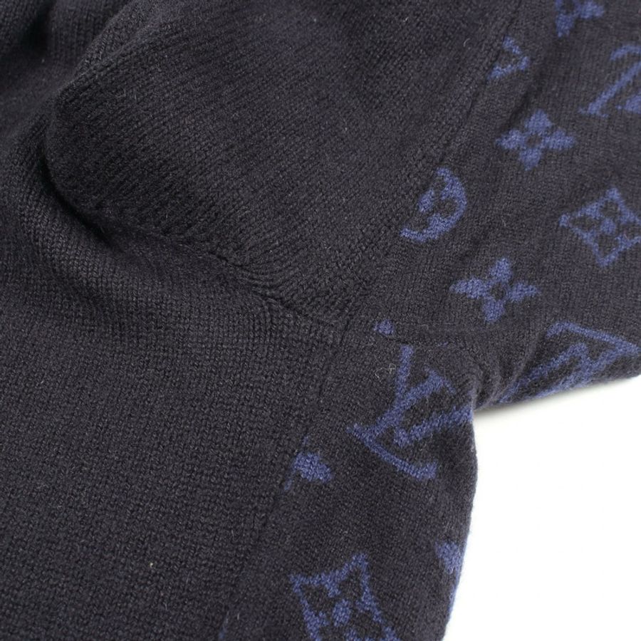 路易威登半拼色Monogram針織毛衣 #L 羊絨羊毛海軍藍二手-6