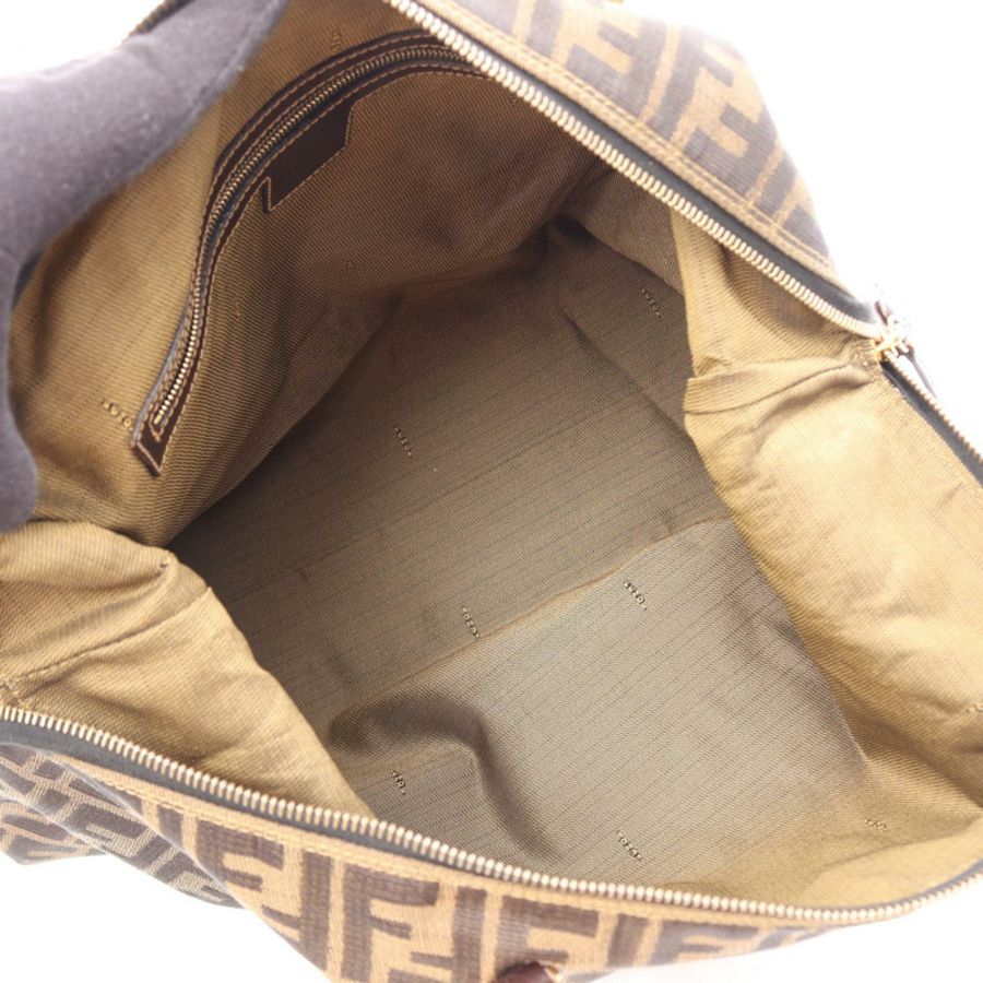 FENDI Zucca 手提包 帆布皮革 棕色 黑色 二手 女士-2