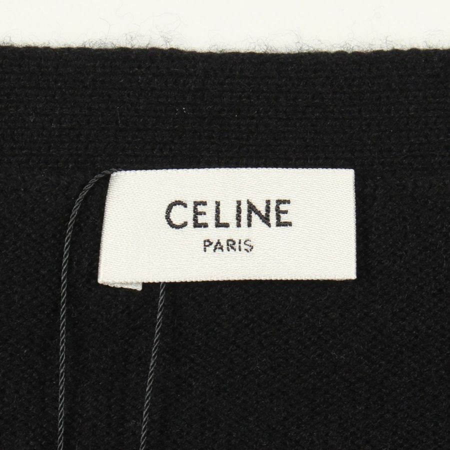 CELINE Triomphe Gourmet 棉質開襟羊毛衫 黑色 #M 二手 女款-2