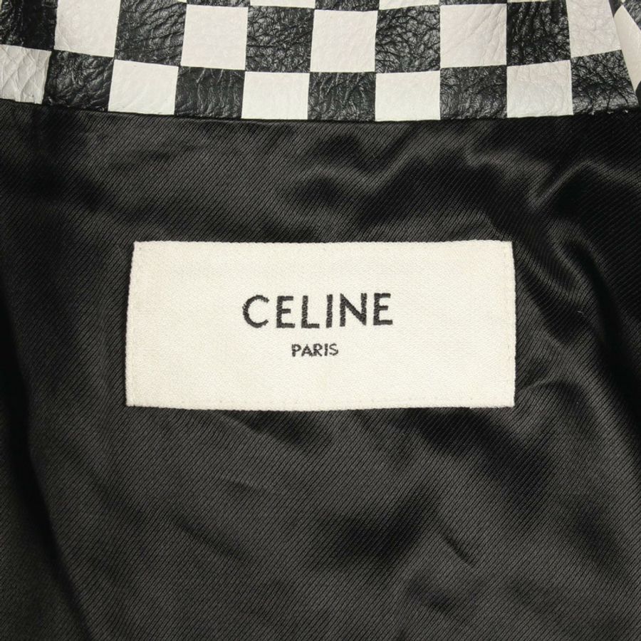 CELINE 格子鉚釘騎手夾克 Blouson #48 2E350599E 黑色皮革 二手-2