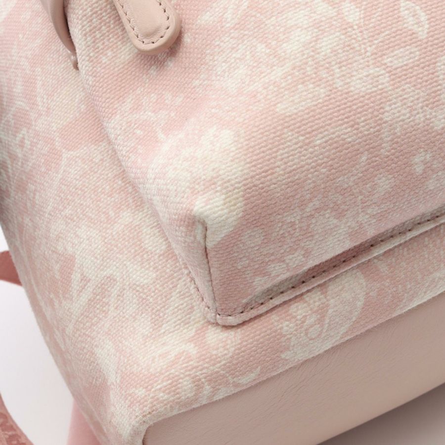 Christian Dior 雙肩包帆布皮革粉紅二手女款標誌-8