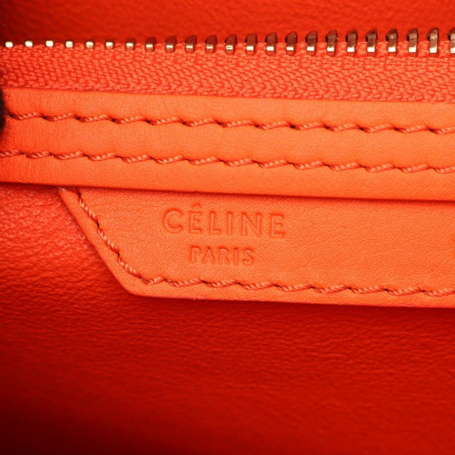 CELINE Luggage迷你購物手提包,紅色皮革,二手女款-3