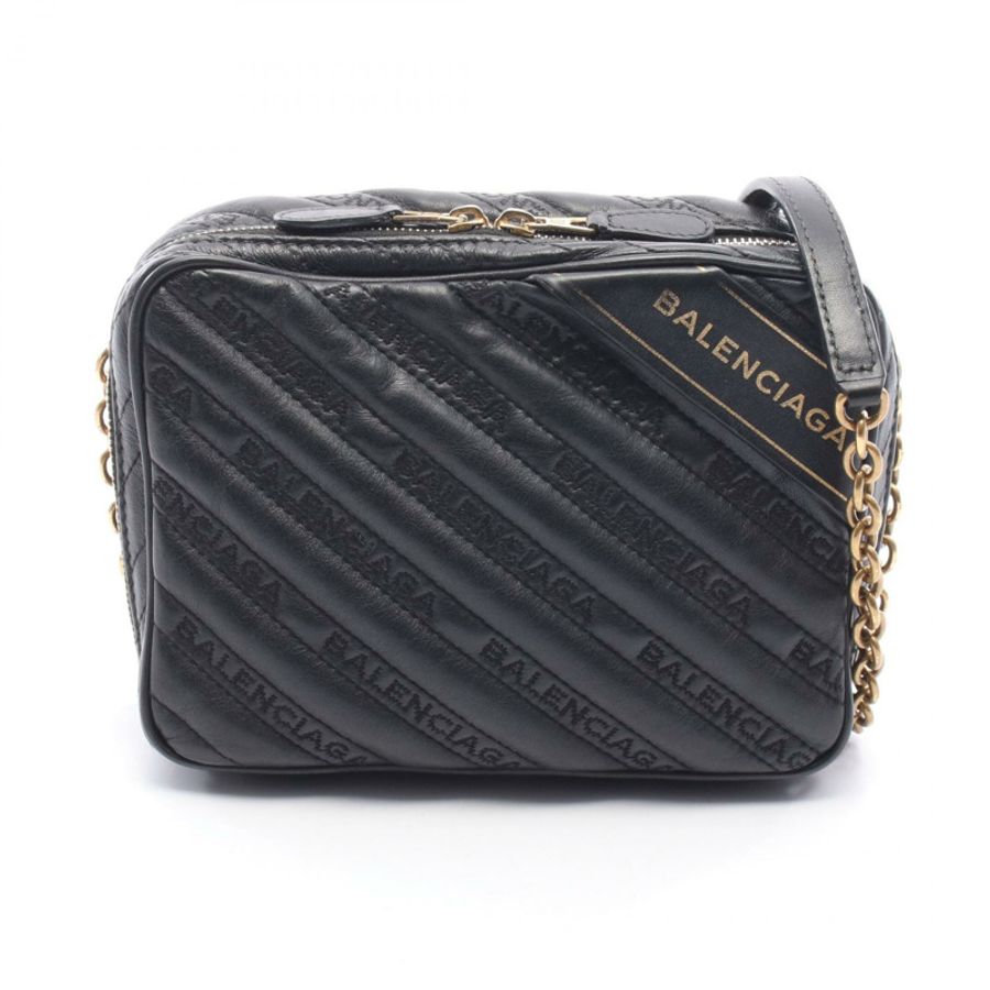 BALENCIAGA Blanket Reporter XS 斜背單肩包 502026 黑色皮革 二手-0