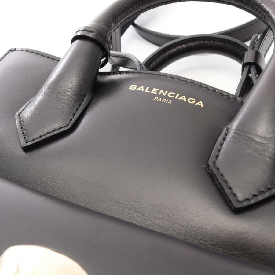 BALENCIAGA Padlock Mini All Afternoon 2WAY 手提包 319499 黑色皮革 二手 女士-10