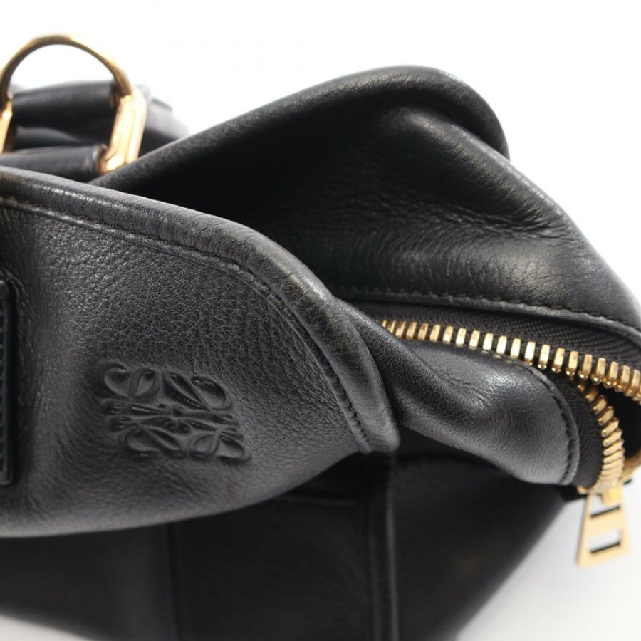 LOEWE Amazona 36 單肩斜背包 352.30.N22 黑色皮革 二手 女士-8