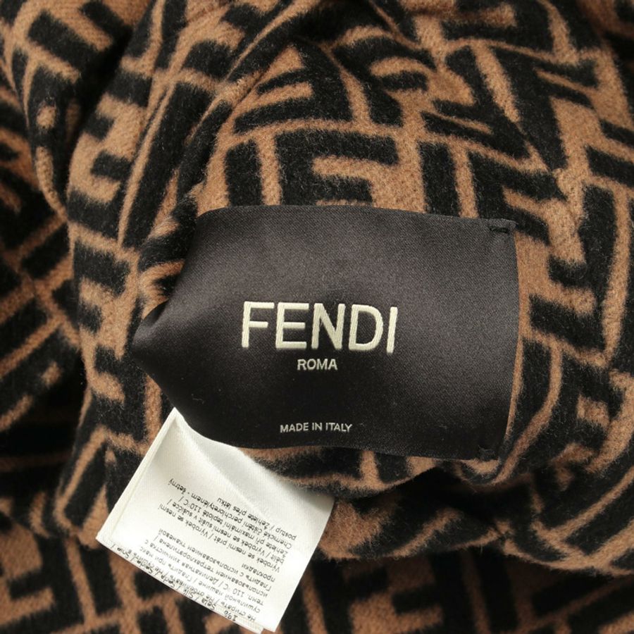 FENDI Zucca 連帽雙面外套 其他外套 FF0249 羊毛 黑色 米色 二手 女款-3