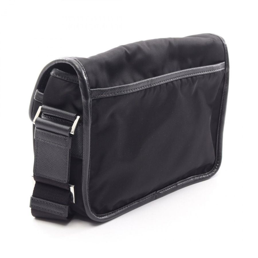 PRADA RE-NYLON TESSUTO+SAFFIANO 肩背包 2VD034 尼龍 Saffiano 皮革 黑色 二手 男士-1