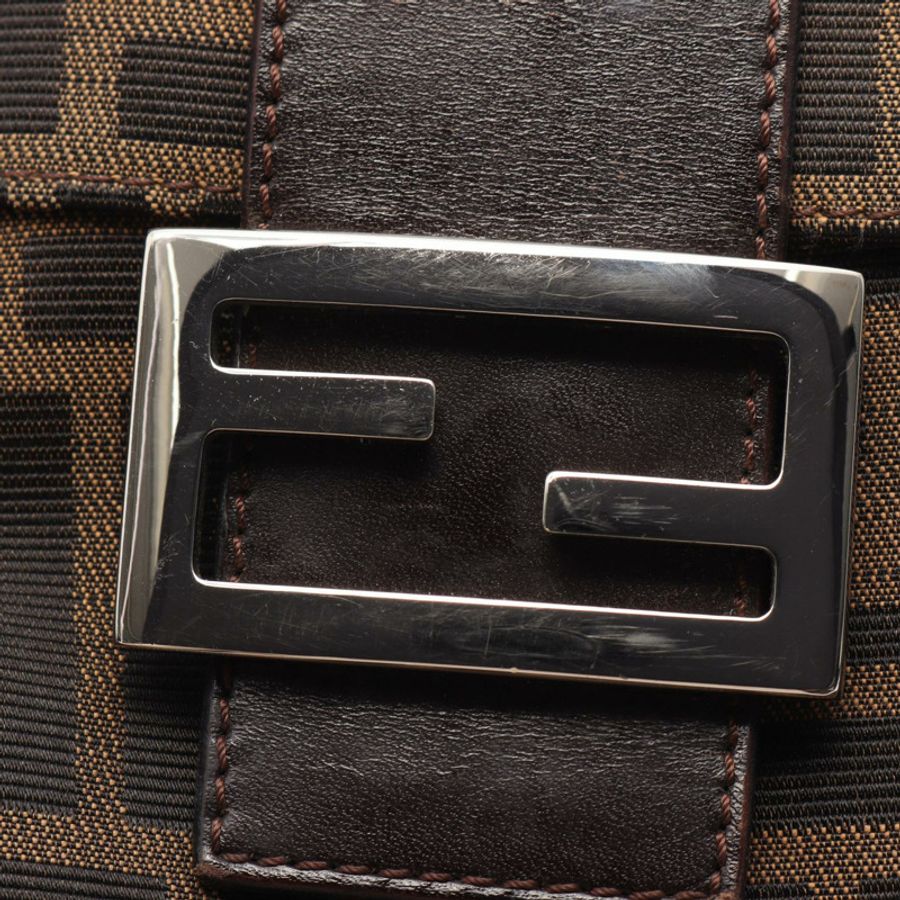 FENDI Zucca 單肩包,帆布皮革,棕色/黑色,二手女款-6