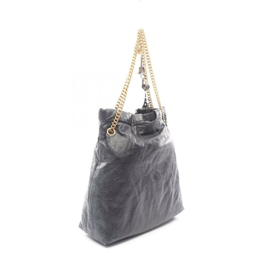 BALENCIAGA CRUSH 紀念吊飾手提包 742941 黑色皮革 二手 女士-1