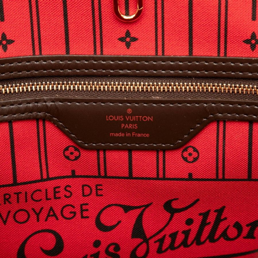 路易威登 Damier Neverfull MM 手提單肩包 N40599 棕色皮革 女士 LOUIS VUITTON-4