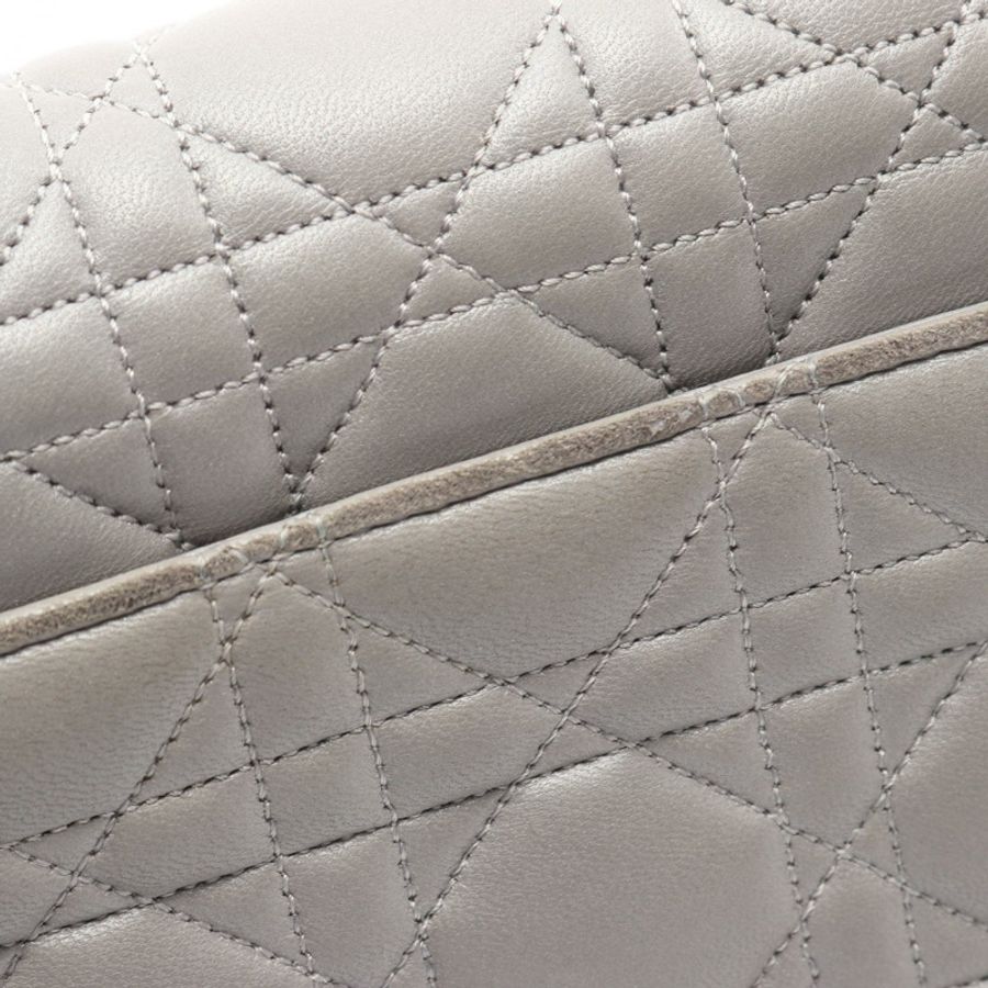 Christian Dior Miss Dior Cannage 鏈條肩背包,灰色皮革,二手女款-9