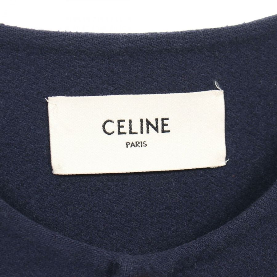CELINE Sulky刺繡無色夾克 2V41E6700 羊絨海軍藍 二手 女款-2