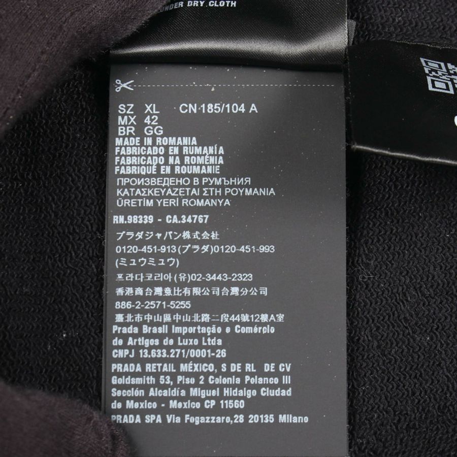 PRADA 三角標誌圓領運動衫,撞擊色拼接設計,UJL21A 純棉黑色,二手男款-4